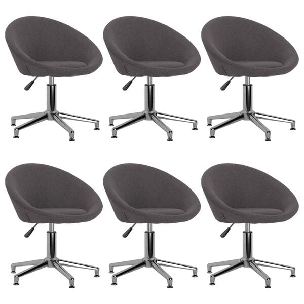 vidaXL Chaises pivotantes à manger lot de 6 taupe tissu