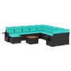 vidaXL Ensemble de canap&eacute; de jardin 12 pcs avec coussins noir r&eacute;sine tress&eacute;e