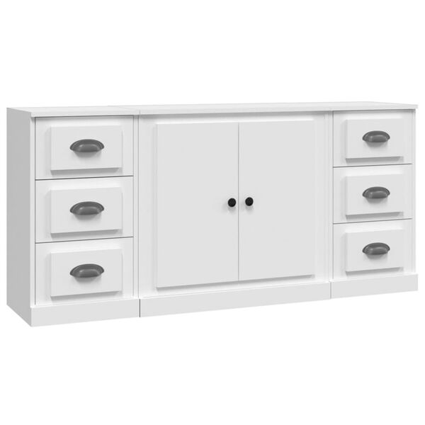 vidaXL Buffets 3 pcs Blanc Bois d'ingénierie