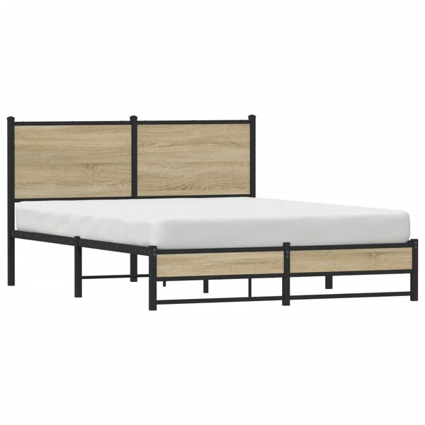 vidaXL Cadre de lit en métal sans matelas chêne sonoma 140x200 cm