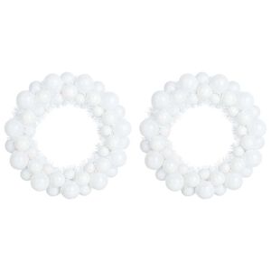 vidaXL Couronnes de Boules de Noël 2 pcs Blanc 33 x 33 x 7 cm