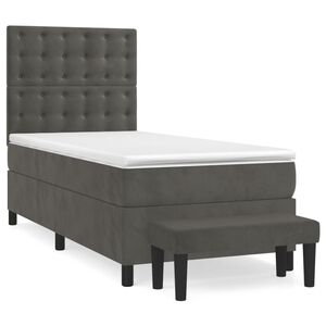 vidaXL Sommier &agrave; lattes de lit et matelas Gris fonc&eacute; 90x190 cm Velours