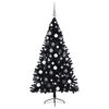 vidaXL Sapin de No&euml;l artificiel pr&eacute;-&eacute;clair&eacute; Noir 180 cm PVC