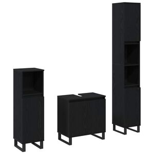 vidaXL Ensemble de mobilier de salle de bain 3 pc Ch&ecirc;ne noir