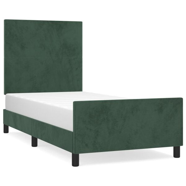 vidaXL Cadre de lit sans matelas vert fonc&eacute; 90x200 cm velours