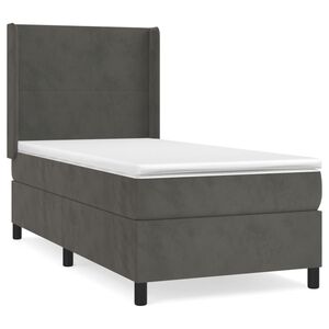 vidaXL Sommier &agrave; lattes de lit et matelas Gris fonc&eacute; 80x200 cm Velours