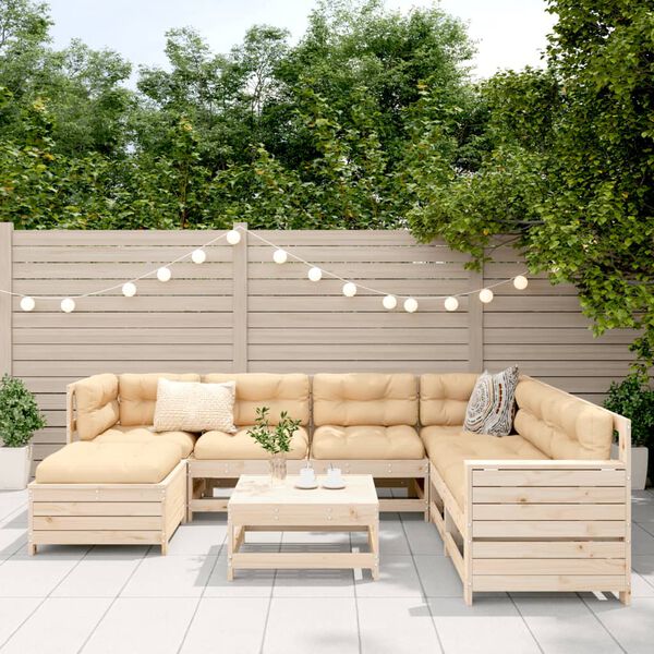 vidaXL Salon de jardin 8 pcs bois de pin massif