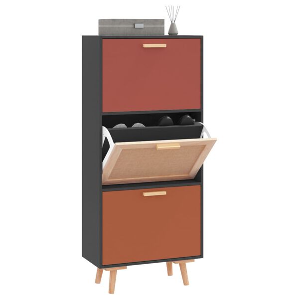 vidaXL Armoire &agrave; chaussures noir 52x25x120 cm bois d'ing&eacute;nierie