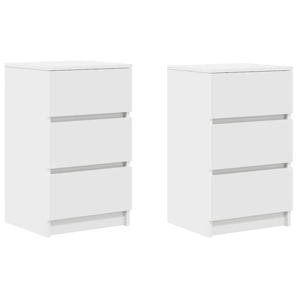 vidaXL Tables de chevet avec 3 tiroirs 2 pcs blanc 39x35x65 cm