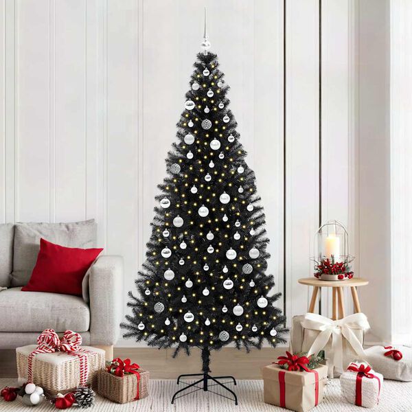 vidaXL Sapin de No&euml;l avec 300 LED avec support Noir 210 cm PVC