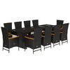 vidaXL Ensemble &agrave; manger de jardin 11 pcs coussins noir r&eacute;sine tress&eacute;e