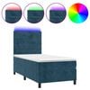 vidaXL Sommier &agrave; lattes de lit matelas LED Bleu fonc&eacute; 80x200cm Velours