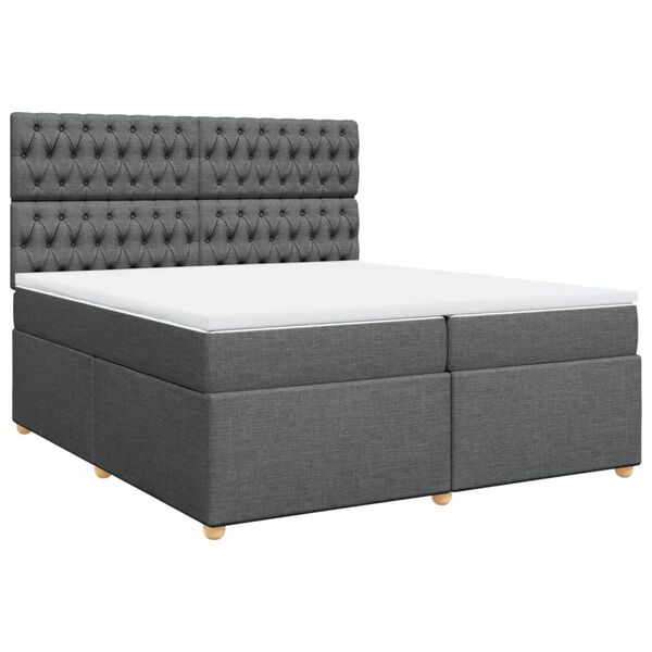 vidaXL Sommier &agrave; lattes de lit avec matelas Gris fonc&eacute; 200x200cm Tissu