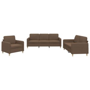 vidaXL Ensemble de canap&eacute;s 3 pcs avec coussins Marron Tissu