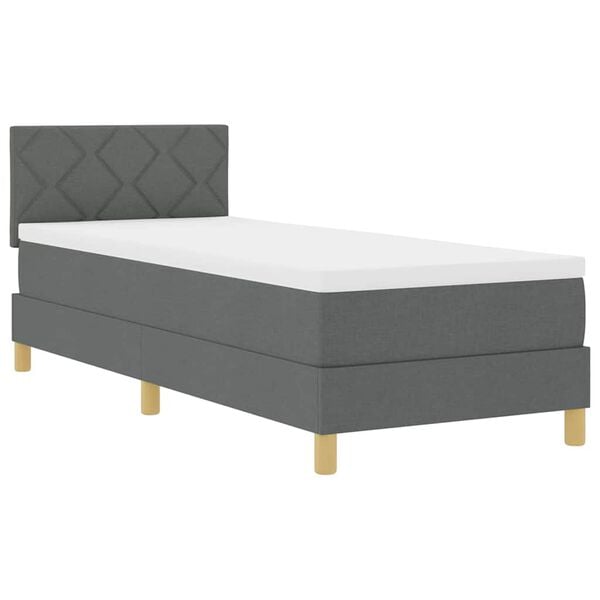 vidaXL Lit &agrave; ressorts avec matelas Gris fonc&eacute; 80 x 200 cm tissu