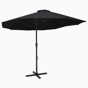 vidaXL Parasol d'ext&eacute;rieur et poteau en aluminium 460x270 cm Noir