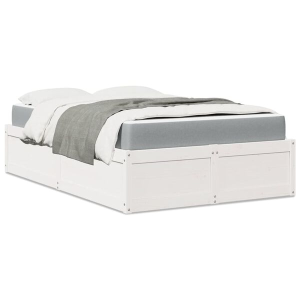 vidaXL Lit avec matelas blanc 120x190 cm bois massif de pin