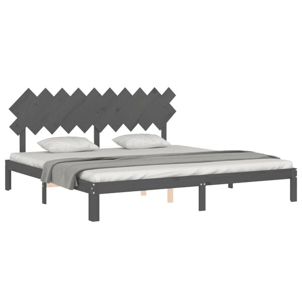 vidaXL Cadre de lit sans matelas gris 200x200 cm bois massif de pin