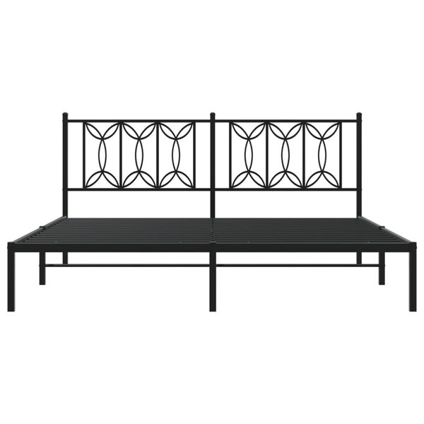 vidaXL Cadre de lit m&eacute;tal sans matelas avec t&ecirc;te de lit noir 183x213cm