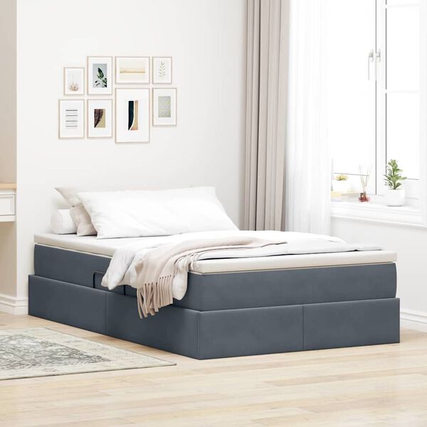 vidaXL Lit avec rangement et matelas Gris foncé 120 x 200 cm Velours