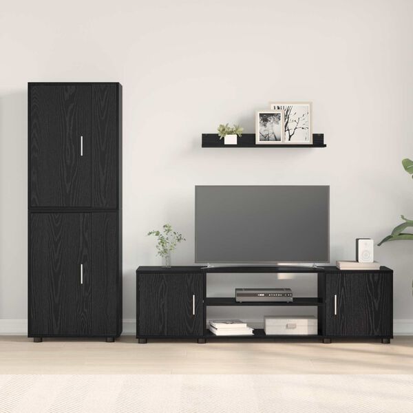 vidaXL Ensemble meuble TV 4 pcs Ch&ecirc;ne noir Bois d'ing&eacute;nierie