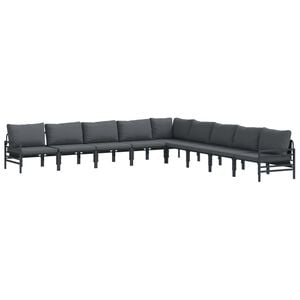 vidaXL Ensemble de canap&eacute; de jardin 9 pc Noir Acier