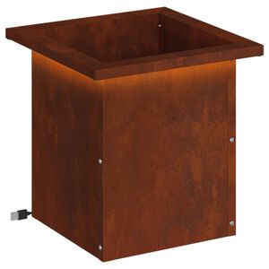 vidaXL Jardini&egrave;re de jardin avec LED Rouill&eacute; 30 x 30 x 30 cm