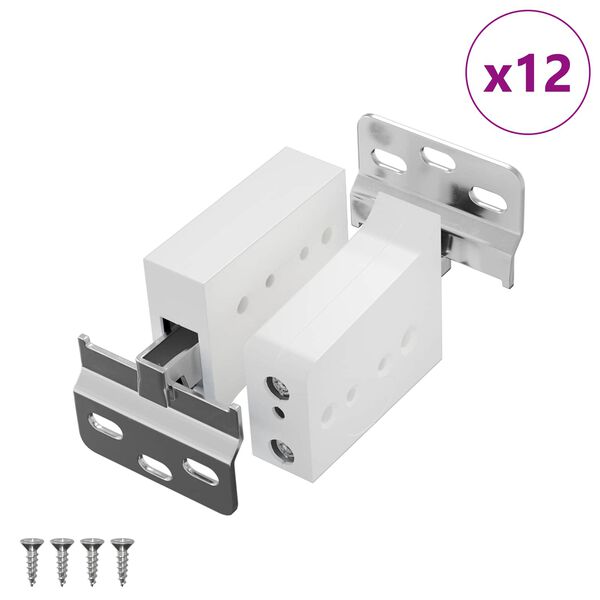 vidaXL Support de Meuble Suspendu 12 pcs Blanc 70 x 48 x 19 mm