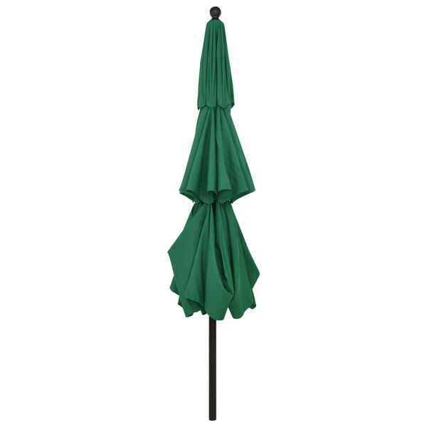 vidaXL Parasol de jardin &agrave; 3 niveaux avec m&acirc;t en aluminium vert 3,5 m
