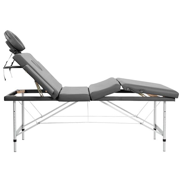 vidaXL Table de massage 4 zones Cadre en aluminium Anthracite 186x68cm