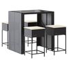 vidaXL Ensemble de bar de jardin 5 pcs avec coussins noir poly rotin