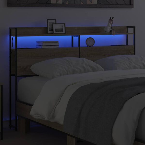 vidaXL T&ecirc;te de lit de rangement Ch&ecirc;ne sonoma 150 cm Bois d'ing&eacute;nierie