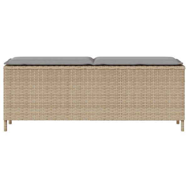 vidaXL Banc de jardin avec coussin beige 110x30x40,5 cm r&eacute;sine tress&eacute;e