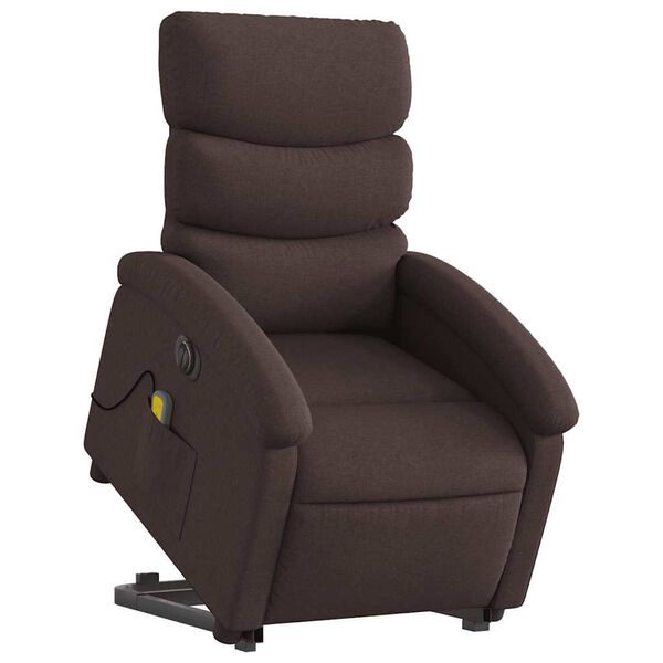 vidaXL Fauteuil inclinable de massage électrique Marron foncé Tissu