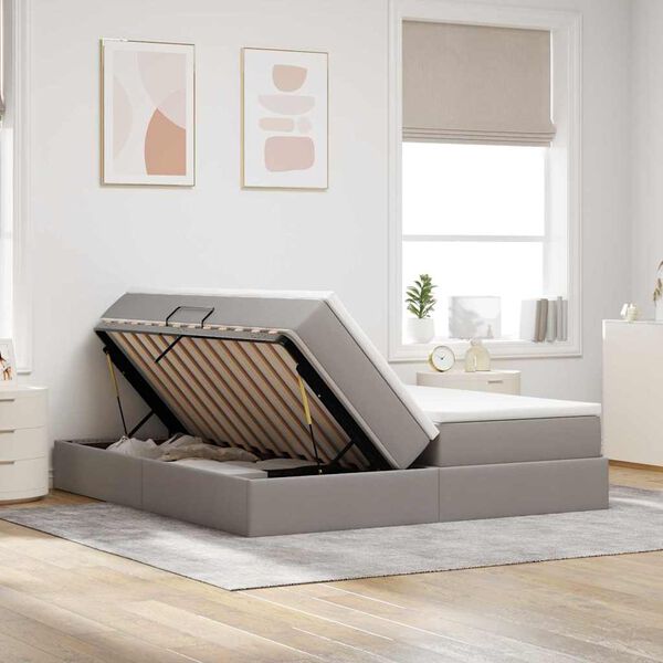 vidaXL Lit avec rangement et matelas Taupe 180 x 200 cm Polyester