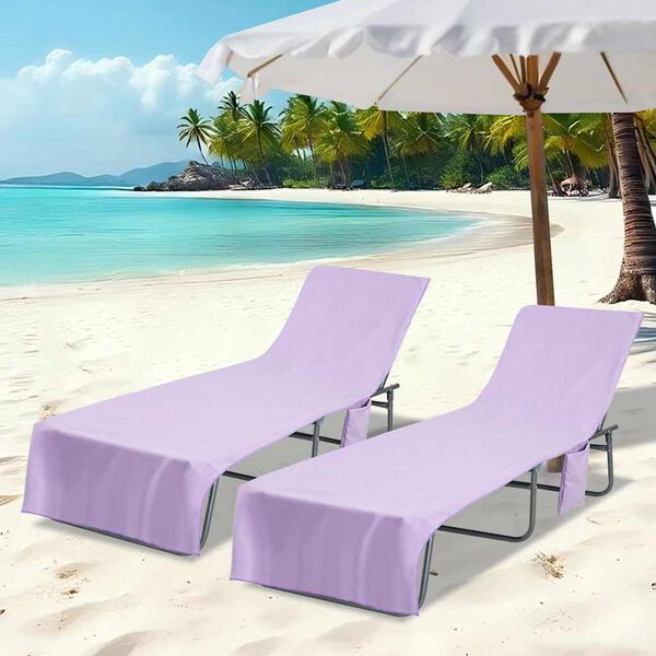 vidaXL Serviettes de Transat 2 pcs Violet 210 x 75 cm