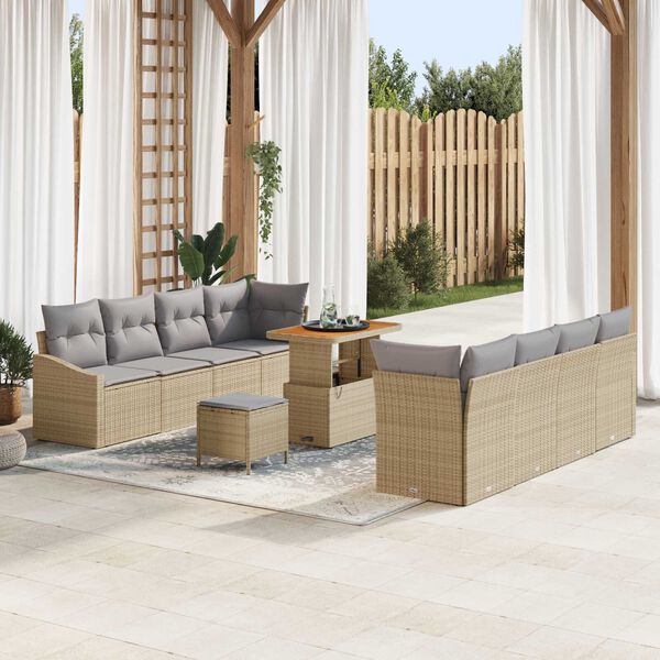 vidaXL Ensemble de canap&eacute; de jardin 11 pcs Beige et Gris clair