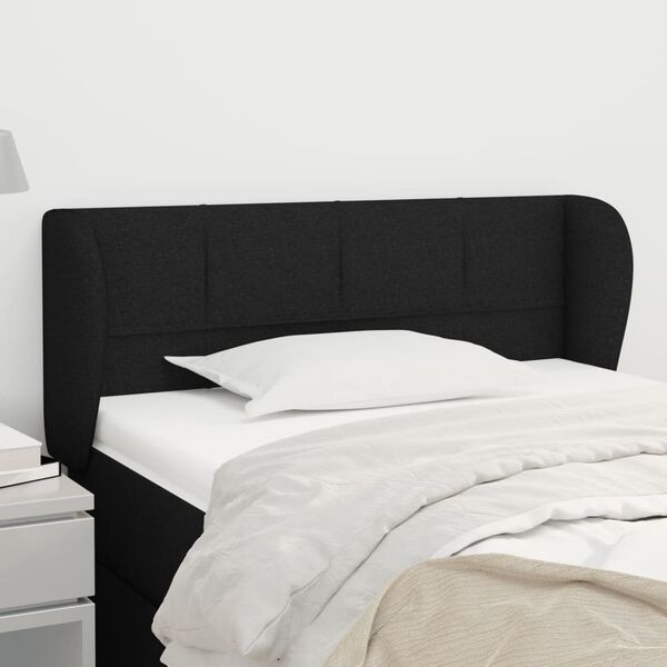 vidaXL T&ecirc;te de lit avec oreilles Noir 103x23x78/88 cm Tissu