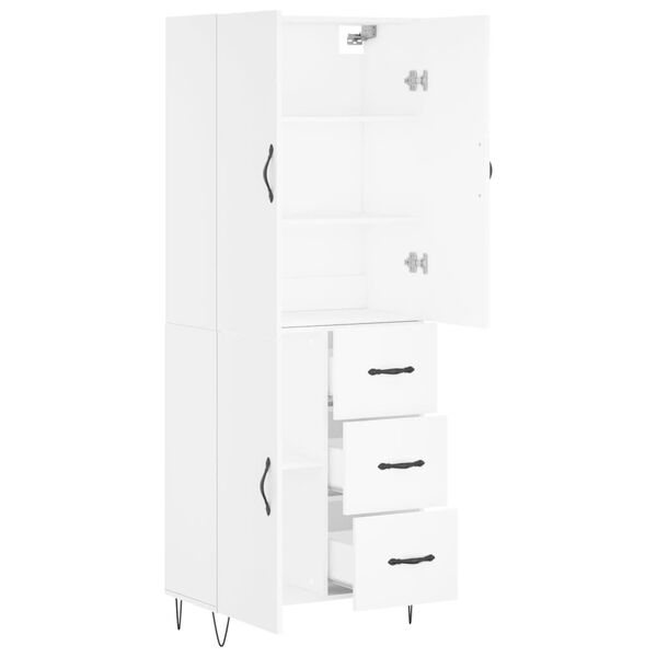 vidaXL Buffet haut Blanc 69,5x34x180 cm Bois d'ing&eacute;nierie