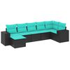 vidaXL Salon de jardin 7 pcs avec coussins noir r&eacute;sine tress&eacute;e