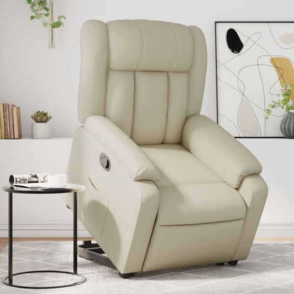 vidaXL Fauteuil inclinable Crème Similicuir
