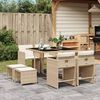 vidaXL Ensemble &agrave; manger de jardin et coussins 9 pcs beige Poly rotin