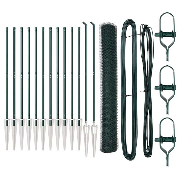 vidaXL Poteau de cl&ocirc;ture. Vert 25 x 1,2 m (maille de 25 mm) Acier