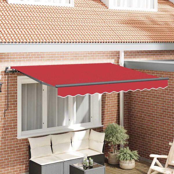 vidaXL Auvent R&eacute;tractable Rouge 350 x 200 cm tissu