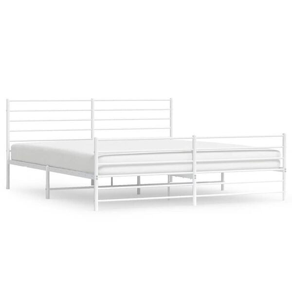 vidaXL Cadre de lit m&eacute;tal sans matelas et pied de lit blanc 193x203 cm
