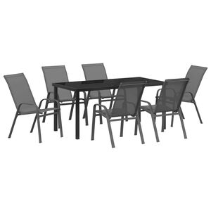 vidaXL Ensemble de salle &agrave; manger pour jardin 7 pcs Gris et Noir