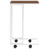 vidaXL Table d'appoint avec roues Blanc 40x30x63,5cm Bois d'ing&eacute;nierie