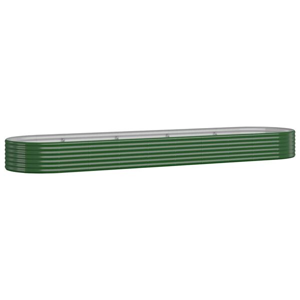vidaXL Lit sur&eacute;lev&eacute; de jardin Acier galvanis&eacute; 396x100x36cm Vert
