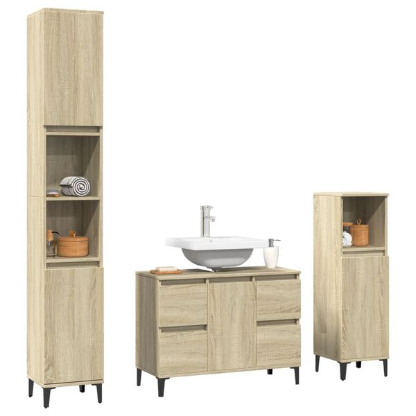 vidaXL Ensemble de meubles de salle de bain 3 pcs ch&ecirc;ne sonoma