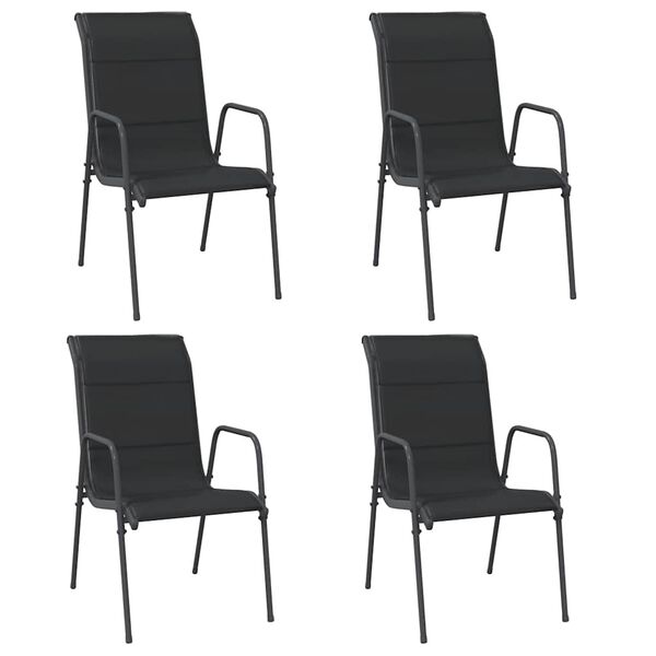 vidaXL Chaises de jardin 4 pcs Acier et textil&egrave;ne Noir